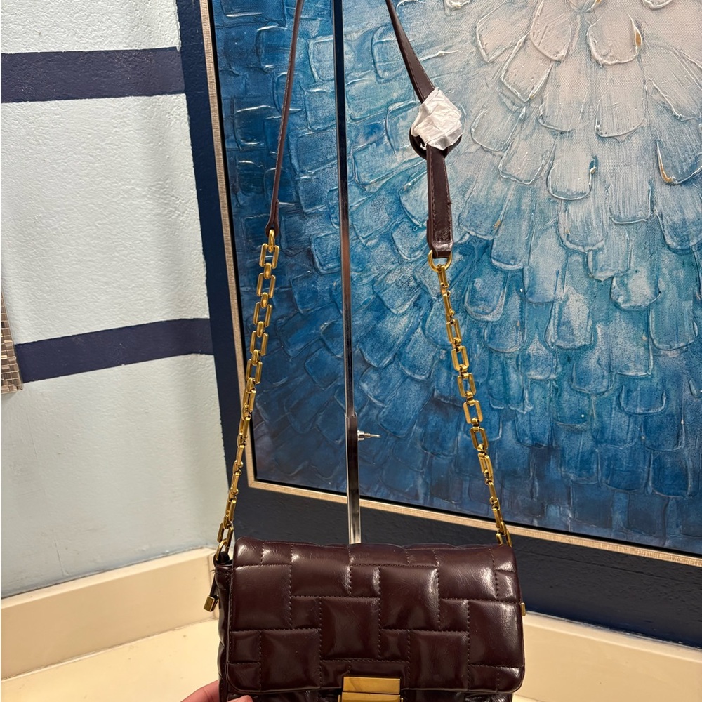 Zara Brown Quilted Shoulder Bag